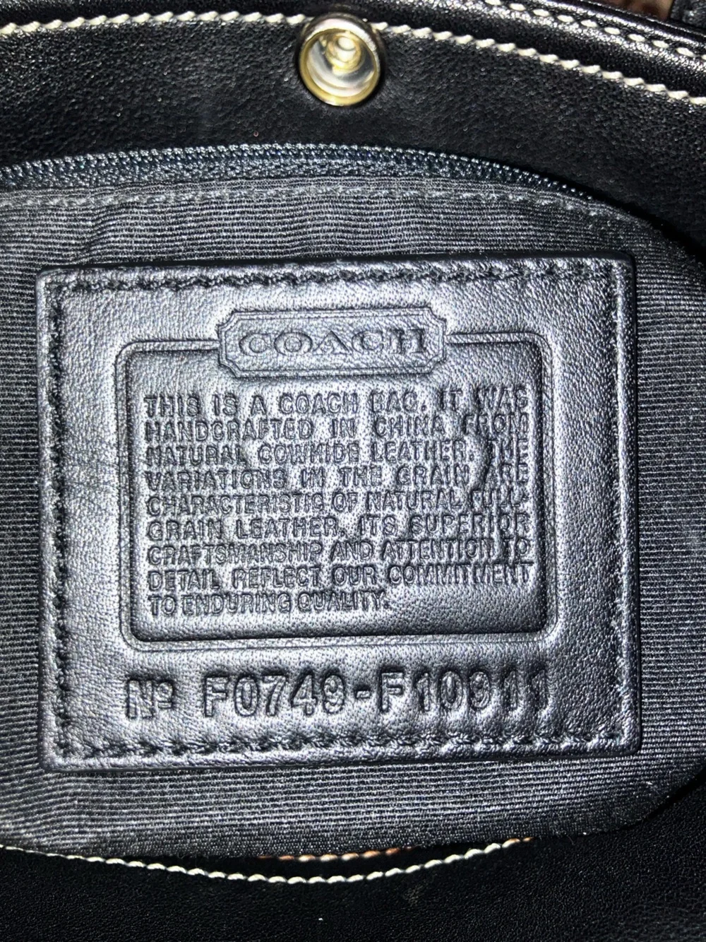 Coach Hobo Satchel Shoulder Bag Black Leather Tote Bag F10911